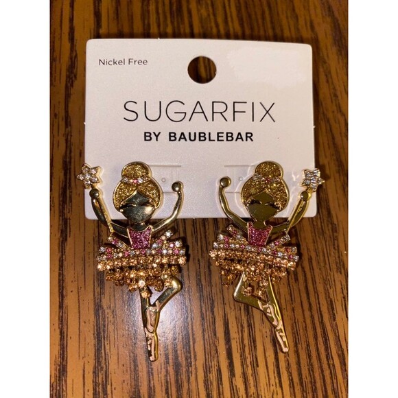 SUGARFIX by BaubleBar Ballerina Drop Earrings NWT Christmas Festive Holiday - Picture 2 of 5